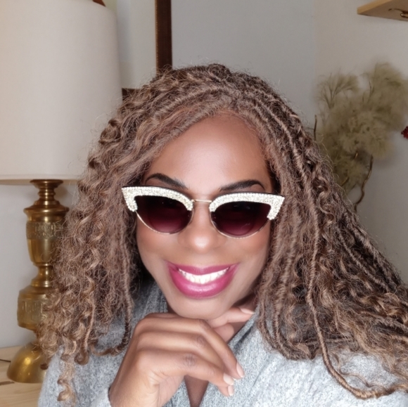 Silver Rhinestone Cat Eye Shades - Picture 7 of 7